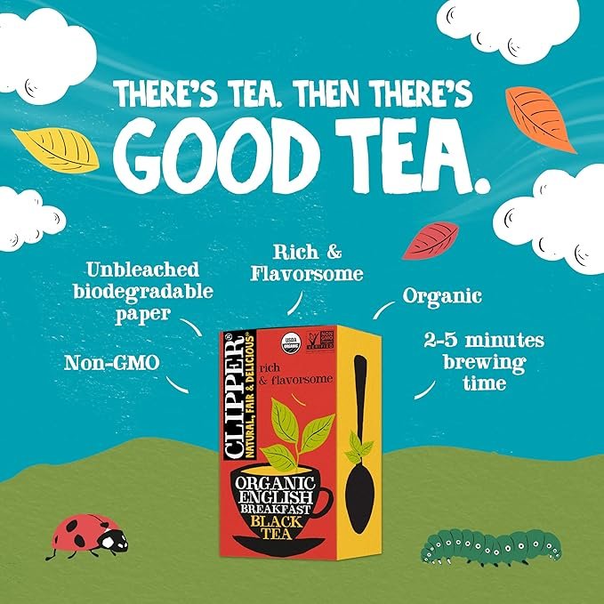 1 Clipper Tea Organic Fairtrade English Breakfast, Big Ben - USDA Organic, Non-GMO, Fair Trade, Sustainable Caffeinated Tea, 1 Pack, 20 Unbleached Tea Bags