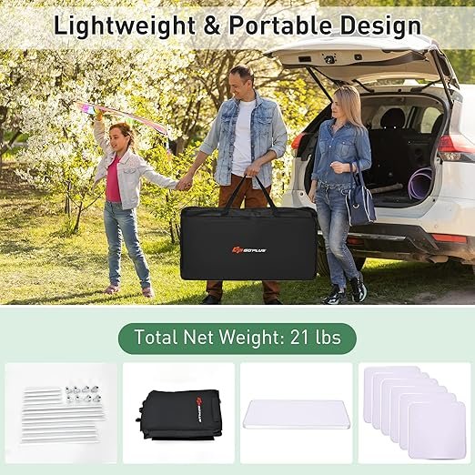 4 Goplus Camping Table with Storage, Aluminum Portable Camp Kitchen Cabinet Table with Carrying Bag, Lightweight Outdoor Cooking Table for Picnic Tailgating Beach BBQ Party RV (Black)
