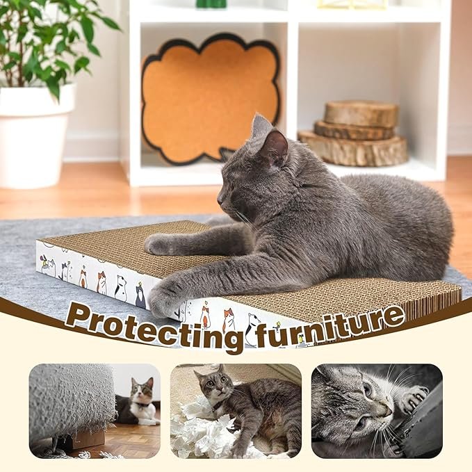2 Cardboard Scratcher Pad, 1 Pc Cat Scratchers for Indoor Cats Grinding Claw and Tooth Board Cat Scratcher Cardboard Cat Scratching Board