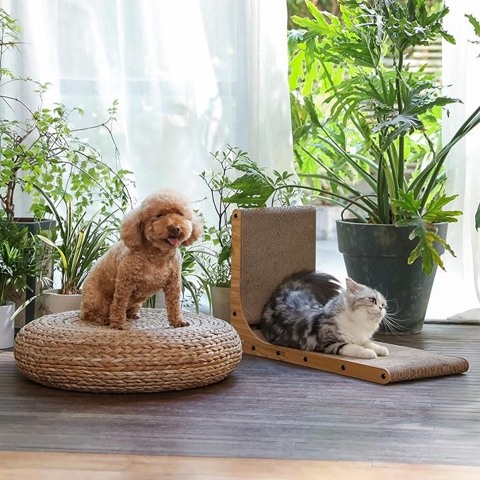 2 FUKUMARU Cat Scratcher, 26.8 Inch L Shape Cat Scratch Pad Wall Mounted and 5 PCS Cat Scratching Box