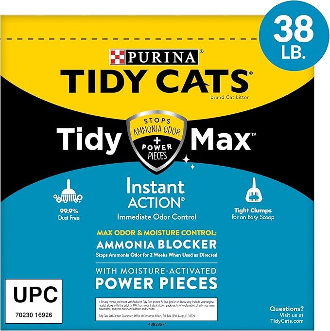 3 Purina Tidy Cats Clumping Cat Litter, Tidy Max Instant Action Multi Cat Litter - 38 lb. Box
