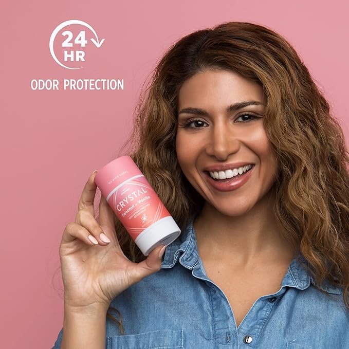 1 Crystal Magnesium Solid Stick Natural Deodorant, Non-Irritating Aluminum Free Deodorant for Men or Women, Safely and Effectively Fights Odor, Baking Soda Free, Coconut + Vanilla, 2.5 oz