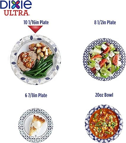 2 Dixie Ultra Paper Plates, 10 1/16 inch, Dinner Size Printed Disposable Plate, 172 Count (4 Packs of 43 Plates), Packaging and Design May Vary