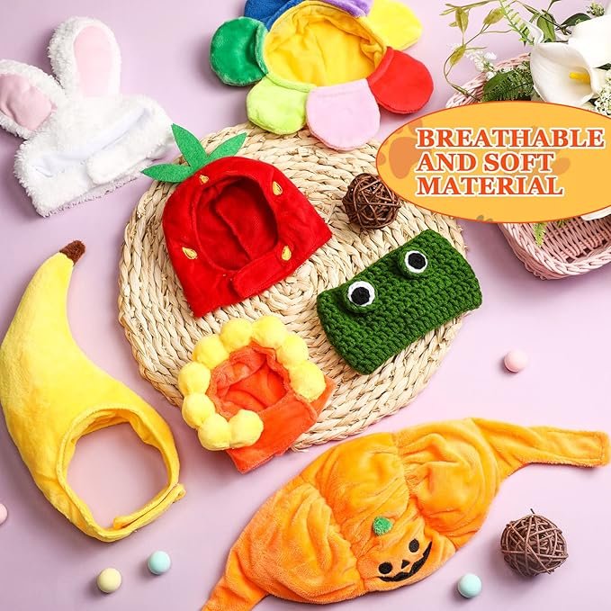 4 10 Pcs Cat Hat Cat Costumes Bunny Bear Lion Fruit Shaped Hat Adjustable Accessory Headwear for Cat Small Dog Kitten Puppy Pet Festival Birthday Theme Party Photo Prop