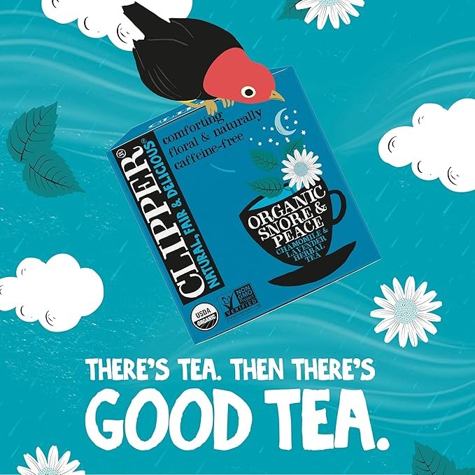 5 Clipper Tea Snore and Peace Chamomile & Lavender Herbal Tea – Caffeine Free, USDA Organic, Great Hot or Iced – Comfortingly Floral, Natural, Fair & Delicious – 200 Tea Bags