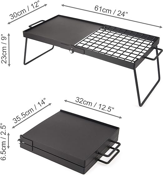 3 Heavy-Duty 24 Foldable Wilderness Grill: Compact Storage Grill with Versatile Cooking Options