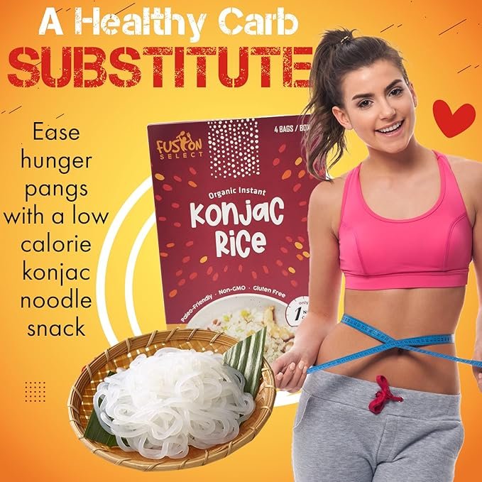 4 Fusion Select 4 Packs Organic Konjac Noodles - Shirataki Spaghetti Plant-Based Substitute - Vegan Pasta for Vegetarian, Keto, Paleo Recipes - Zero Gluten, Low Carb & Low Calorie Shirataki Noodles