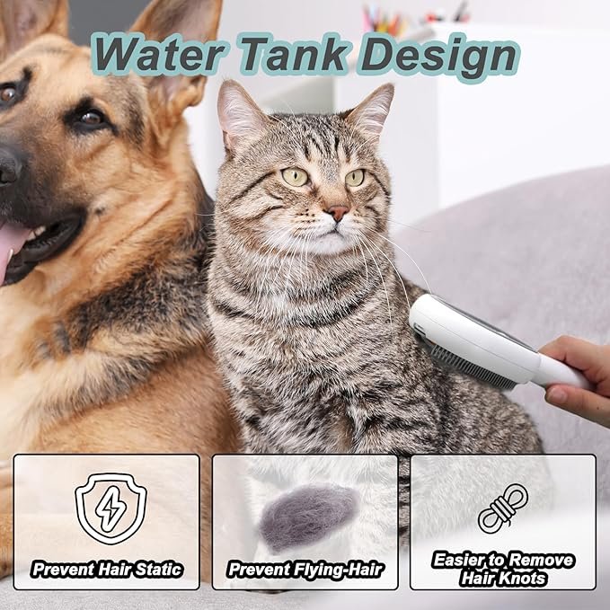 1 Water Brush for Cats Dogs, 4 in 1 Pet Grooming Brush, Cat Bath Brush, 2 in 1 Cleaning Brush Cat, Wet Cat Comb, Pet Hair Removal Comb with Water Tank, Sticky Brush 2.0 for Cats (Towels Not Included)