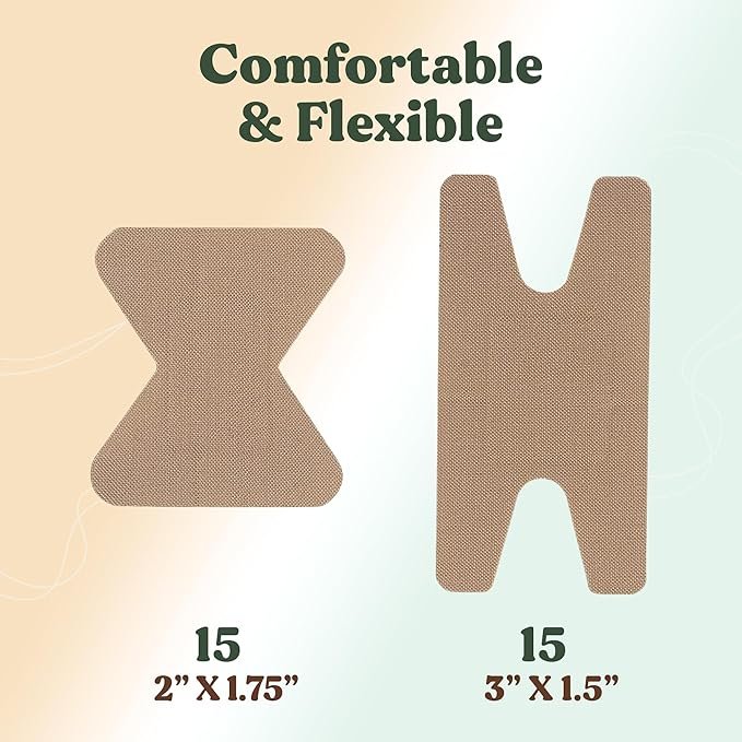 3 FEBU Eco-Friendly Organic Bamboo Fingertip Bandages | PFAS Free Knuckle Bandages for First Aid | Flexible Fabric Bandages | Latex Free Bandages | 30 Count Knuckle & Finger Bandage Variety Pack