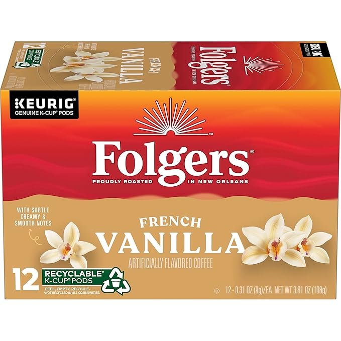 1 Folgers French Vanilla Coffee Pods (Package May Vary)