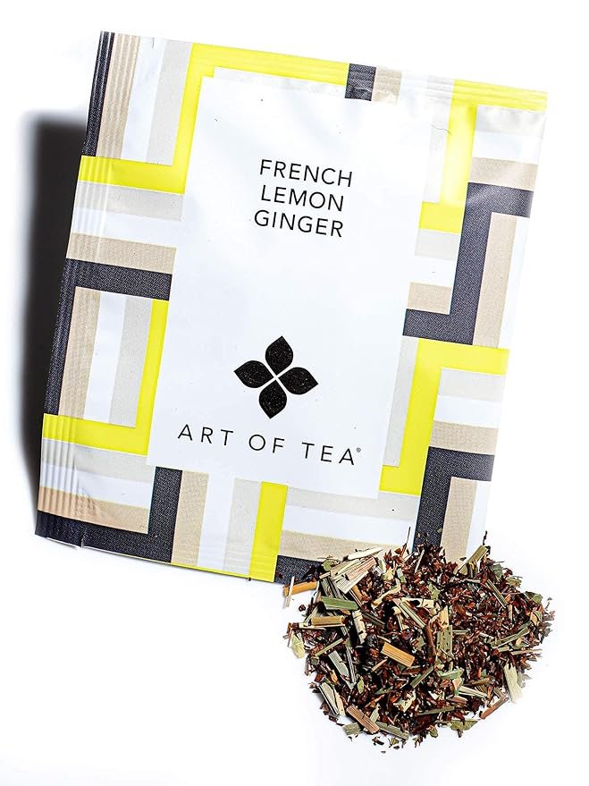 1 Art of Tea | French Lemon Ginger | 12 Count Eco Friendly Premium Quality Pyramid Tea Bags Sampler Box |Naturally Decaffeinated