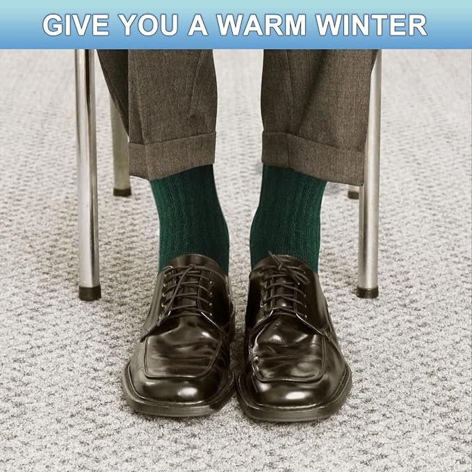 3 Reamphy Winter Wool Crew Socks - 4 Pairs, Men's Thermal Hiking Socks