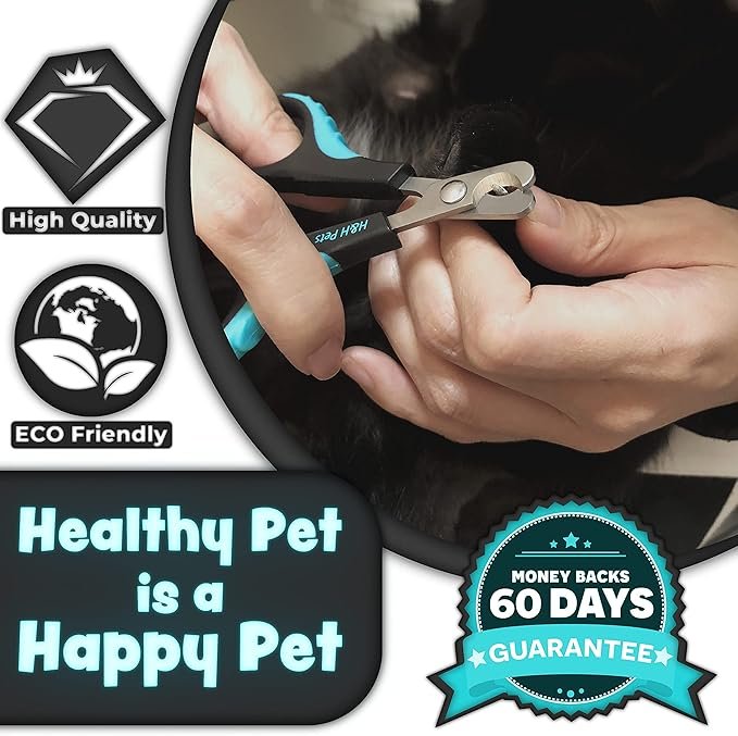 2 Cat Nail Clippers by H&H Pets - Razor Sharp Stainless Steel Blades Sturdy Non Slip Handles - Cats & Small Animal Accessories Professional at Home Grooming
