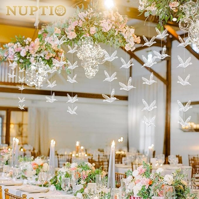 1 30 Pcs DIY Flying Bird Decorative Ceiling Hanging Ornaments with 148ft Transparent line Christmas Tree for Home Kindergarten Shopping Mall Home Table Window Nature Decoration