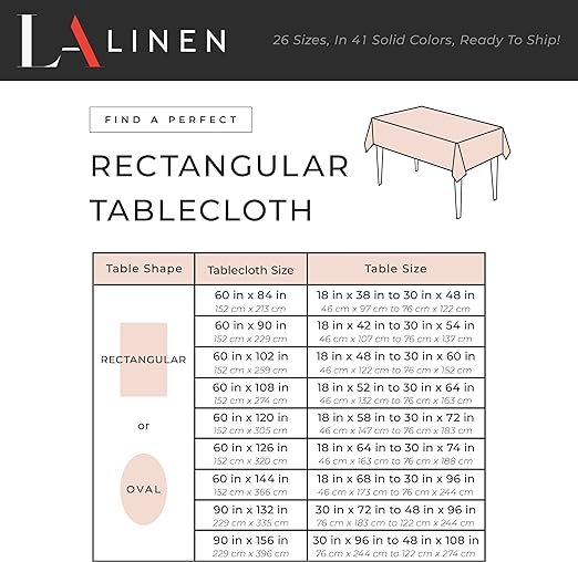 2 LA Linen Polyester Poplin Washable Rectangular Tablecloth, Stain and Wrinkle Resistant Table Cover 90x132, Fabric Table Cloth for Dinning, Kitchen, Party, Holiday 90 by 132-Inch, Pink Light