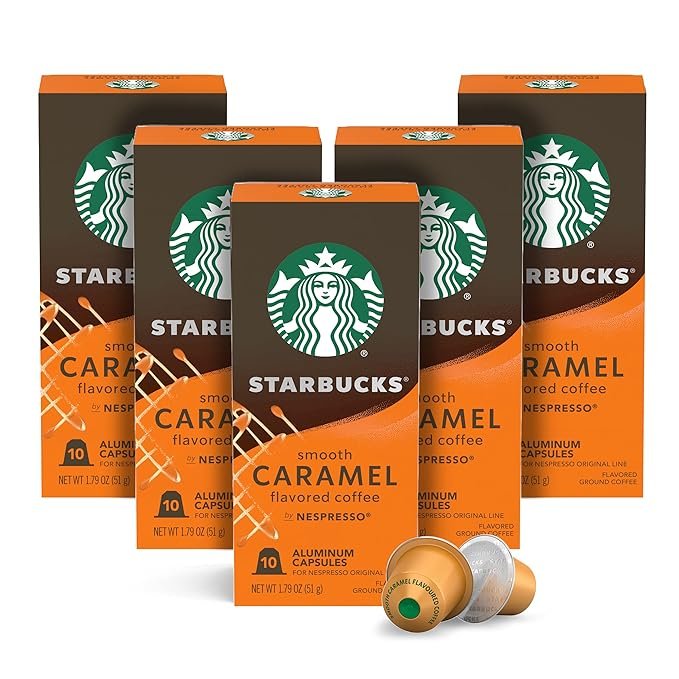 1 Starbucks Caramel Coffee for Nespresso Original Line System (50 single serve capsules) Naturally Flavored