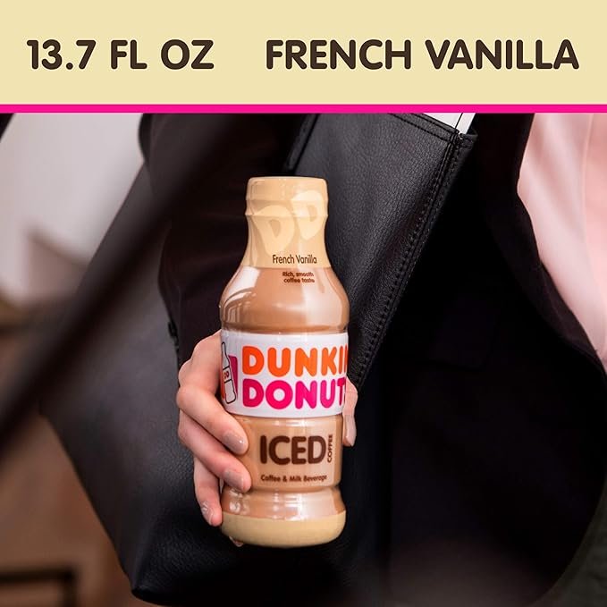 1 Dunkin Donuts Iced Coffee, French Vanilla Blend, 13.7 Fl oz (Pack of 12)