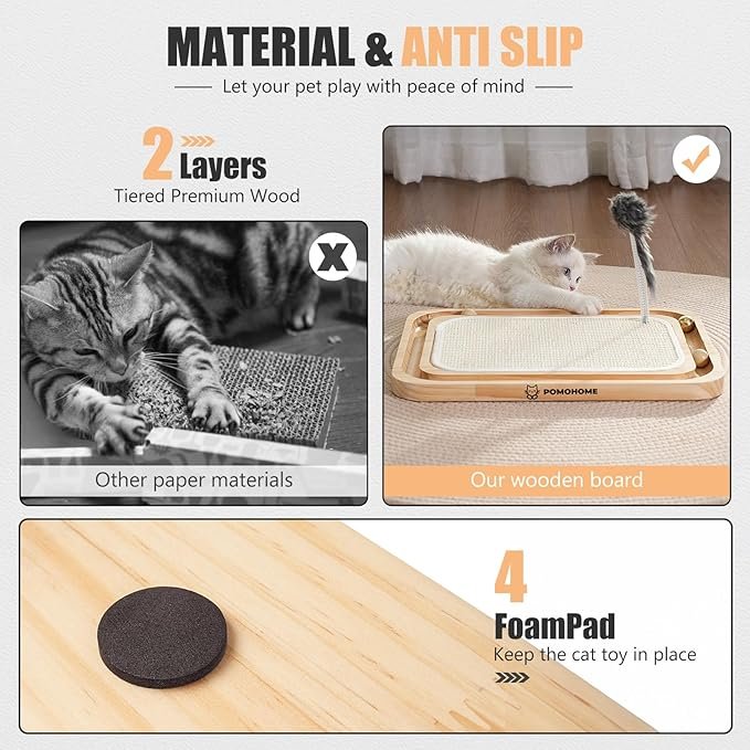 1 Cat Toys, Sisal Cat Scratching Board with Track Ball Toy,Interactive Cat Toys for Indoor Cats Kitten Exercise Teaser Mouse for Chasing Hunting