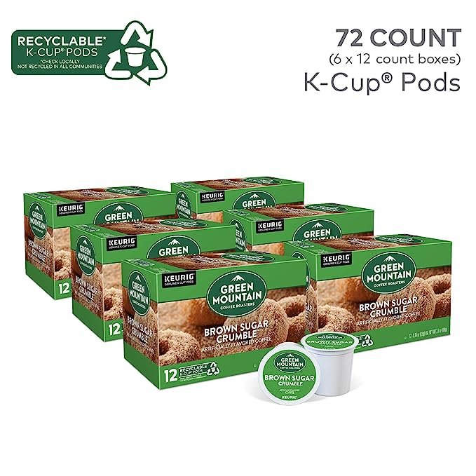 1 GMC Roasters Brown Sugar Crumble, Keurig K-Cup Pods, Flavored Light Roast Coffee, 72 Count.