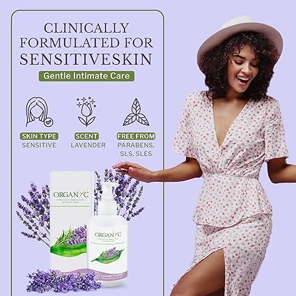 4 Organic Intimate Wash with Lavender Essential Oils & Flower Extracts, Gentle Cleansing Feminine Wash for Women with Sensitive Skin, Soothing pH Balance Feminine Wash, 8.5 fl oz, Pack of 2