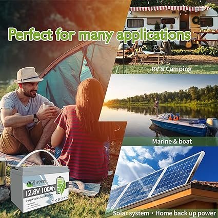 5 12V 100Ah LiFePO4 Energy Storage System with 100A Battery Management System, Long-lasting Rechargeable Li-ion Phosphate Power Pack, suitable for Solar, Marine, and Trolling Motor Applications.