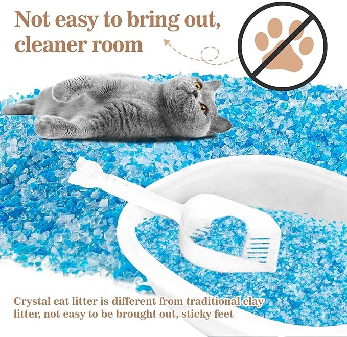 2 Sukh 2.8 lbs Crystal Cat Litter - Cat Litter Crystals Blue White Clear Dust-Free Low Tracking Odor Control Litter Crystals Silica Gel Color Particles Water Absorption Pet Supplies Cats Litter