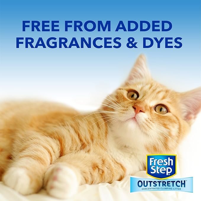 1 Fresh Step Clumping Cat Litter, Outstretch Advanced, Unscented Long Lasting Odor Control Kitty Litter with Activated Charcoal, 32 lb