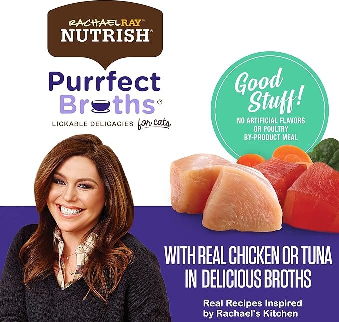 3 Rachael Ray Nutrish Purrfect Broths Natural Wet Cat Food, Variety Pack, 1.4 Ounce Pouch, 12 Count (Pack of 2), Grain Free