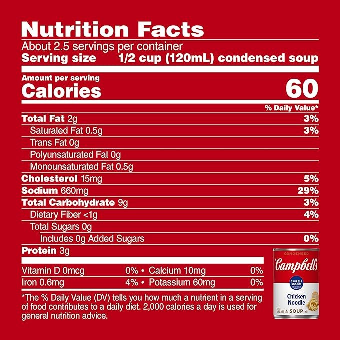 3 12-pack of Campbell's Reduced Sodium Chicken Noodle Soup, 10.75 Ounce Cans