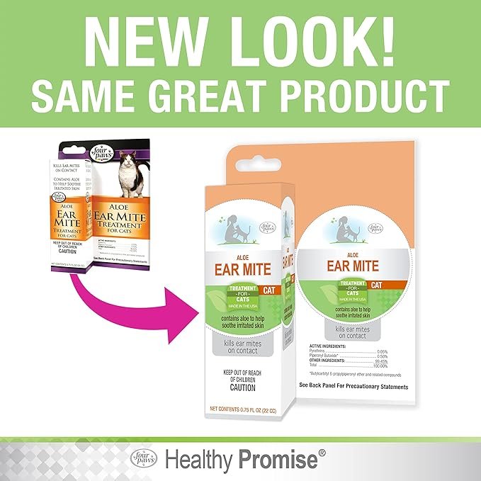 4 Four Paws Healthy Promise Aloe Ear Mite Treatment for Cats 0.75 Fl. Oz.