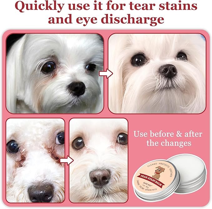 1 Pet Tear Stain Remover Balm - 1 oz (30g) Natural, Plant-Based Eye Care for Dogs and Cats - Gently Cleanses and Restores Sparkling Eyes