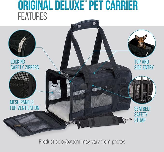 4 Sherpa Original Deluxe Pet Carrier, Large, Black
