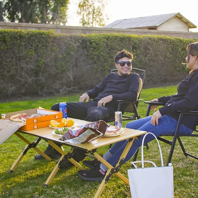4 Folding Camp Table - Lightweight Aluminum Table with Carry Bag, Ideal for Outdoor Activities, Beach, Picnic, Backyards, BBQ, and Parties