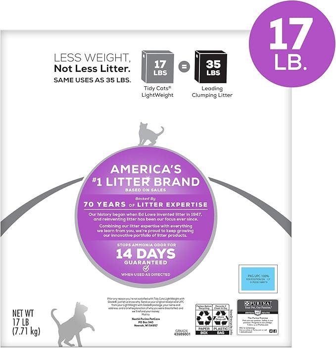 3 Purina Tidy Cats Low Dust, Multi Cat, Clumping Cat Litter, LightWeight Glade Clean Blossoms - 17 lb. Box