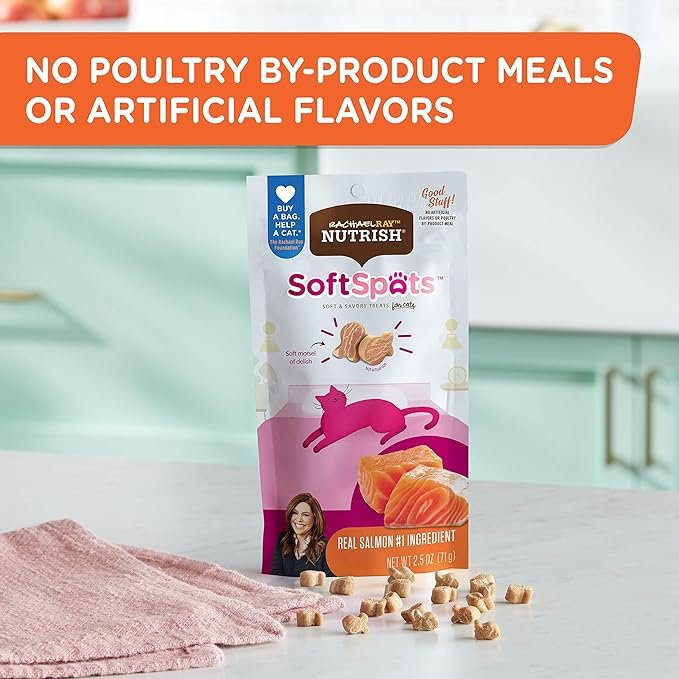 4 Rachael Ray Nutrish Soft Spots Cat Treats, Salmon, 5.7 Ounces (Pack of 6)
