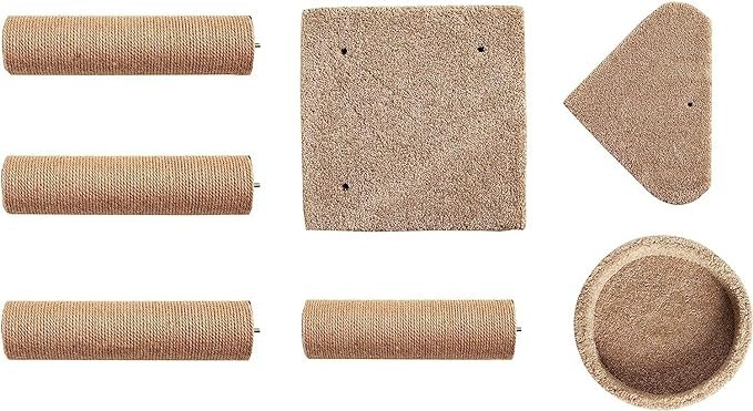4 Amazon Basics Cat Tree Indoor Climbing Activity Tower with Scratching Posts, Medium, 15.7 x 31.5 Inches, Beige