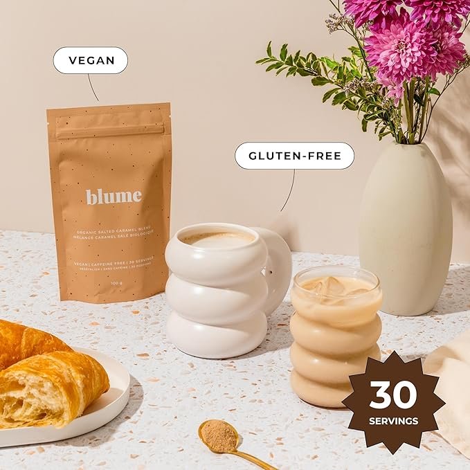 4 Blume Salted Caramel Latte - Organic Sugar-Free, Keto-Friendly, Vegan And Gluten-Free Superfoods Latte - 100 Grams