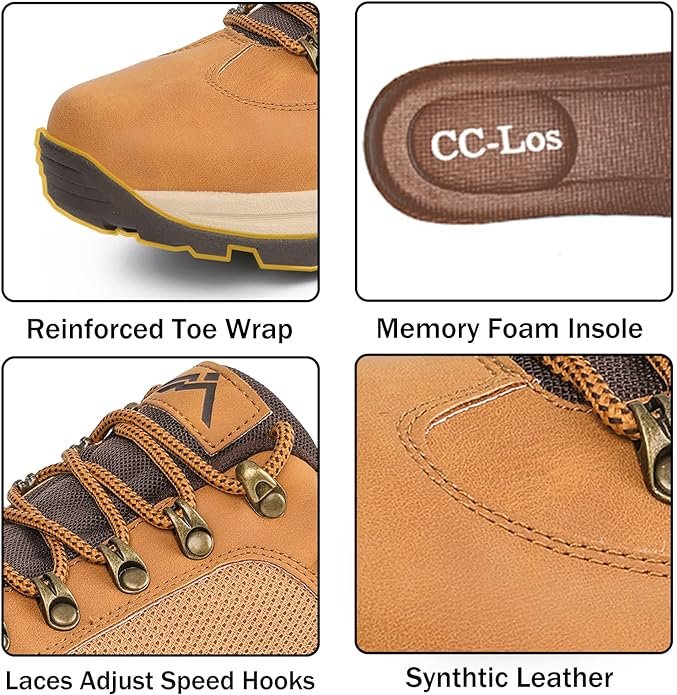 1 CC-Los Men's Waterproof Hiking Shoes - Waterproof Outdoor Footwear Ideal for Work and Hiking - Enhanced Tongue Design for Added Comfort - Available in Sizes 7.5 to 14
