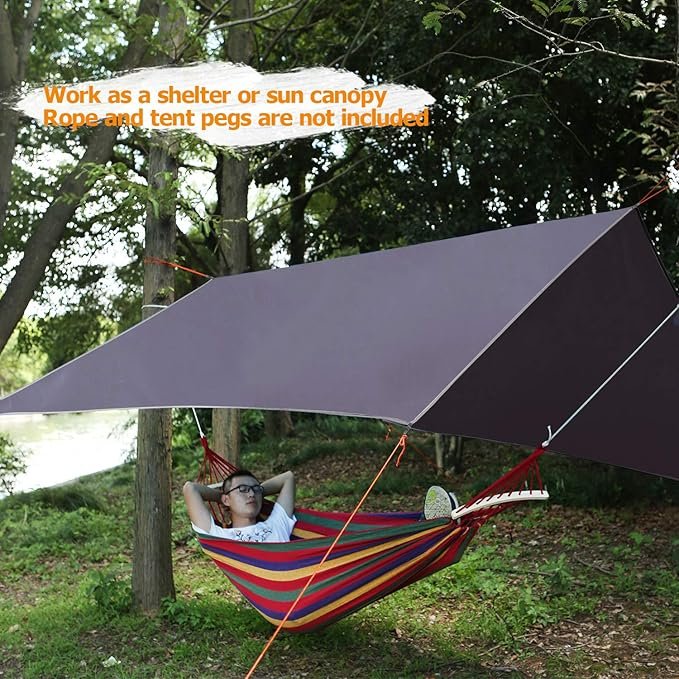 2 Large Waterproof Camping Tarp - Grey 118x116 by REDCAMP