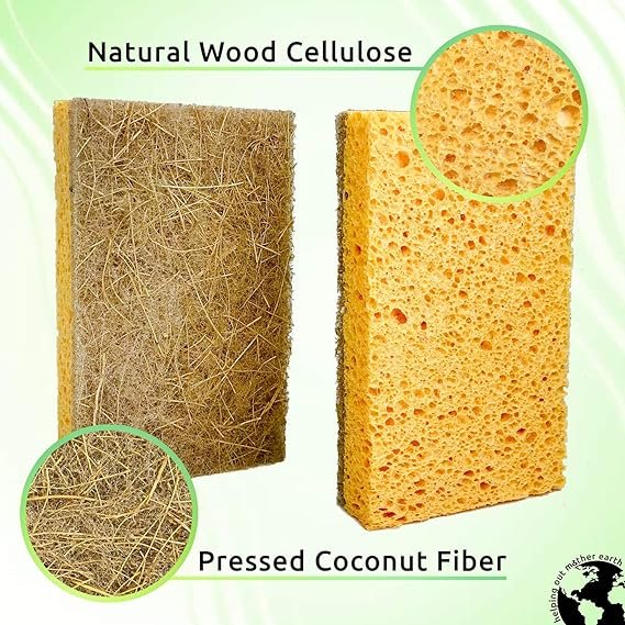 1 Eco-Sustainable 10 Pack of Natural Sponges - Biodegradable Plant-Based Dish Cleaning Sponges for Eco-Conscious Living