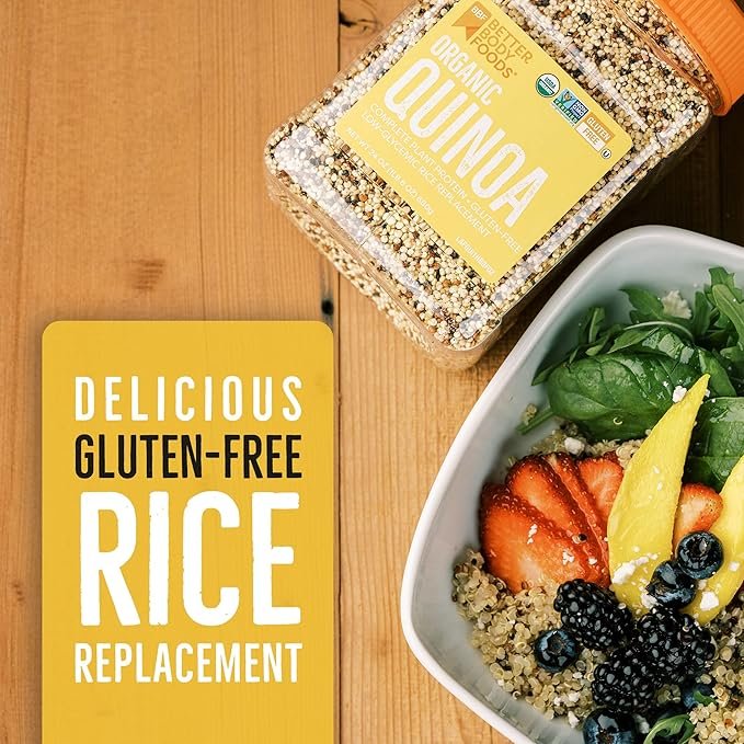 2 BetterBody Foods Organic Quinoa, Vegan, Complete Plant Protein, Gluten Free, Low Glycemic Rice Replacement, 24 ounce