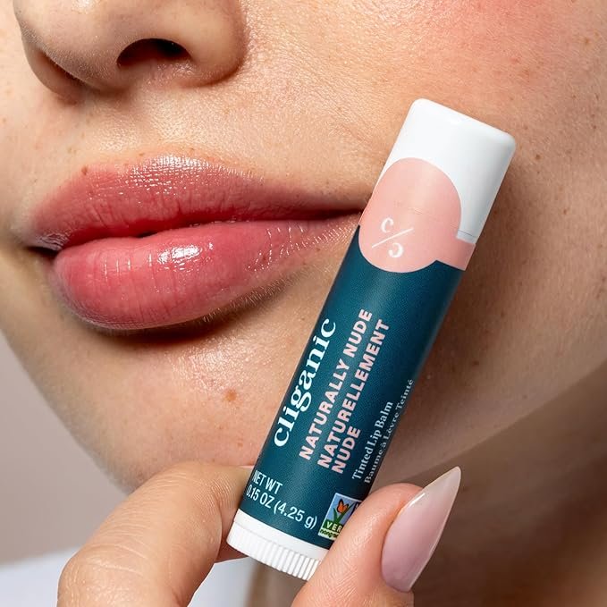 2 Cliganic Tinted Lip Balm - Non-GMO, 4 Colors - Enriched with Vitamin E, Cruelty Free (Packaging May Vary)