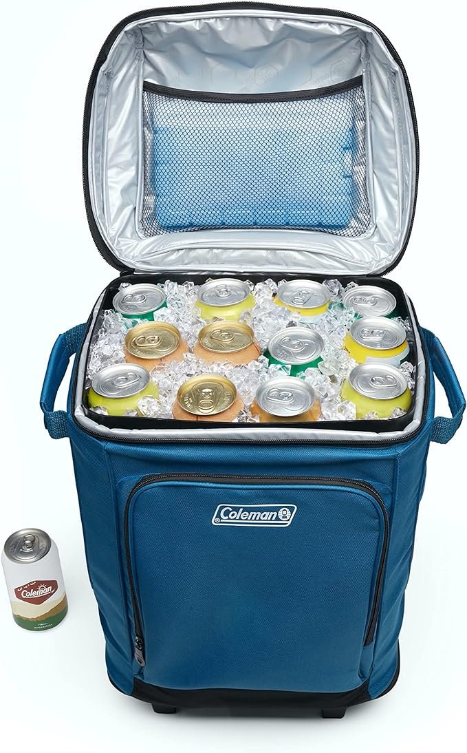 1 Coleman Chiller Series Insulated Portable Wheeled Soft Cooler, Leak-Proof 42 Can Capacity Cooler with Heavy Duty Wheels and Handle and Ice Retention