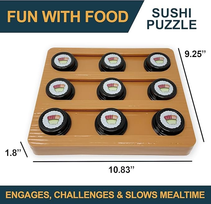 3 Our Pets Sushi Interactive Puzzle Game Dog Toys & Cat Toys (Dog Puzzle, Cat Puzzle & Interactive Dog Toys) Great Alternative to Snuffle Mat for Dogs, Slow Feeder Dog Bowls & Slow Feeder Cat Bowl