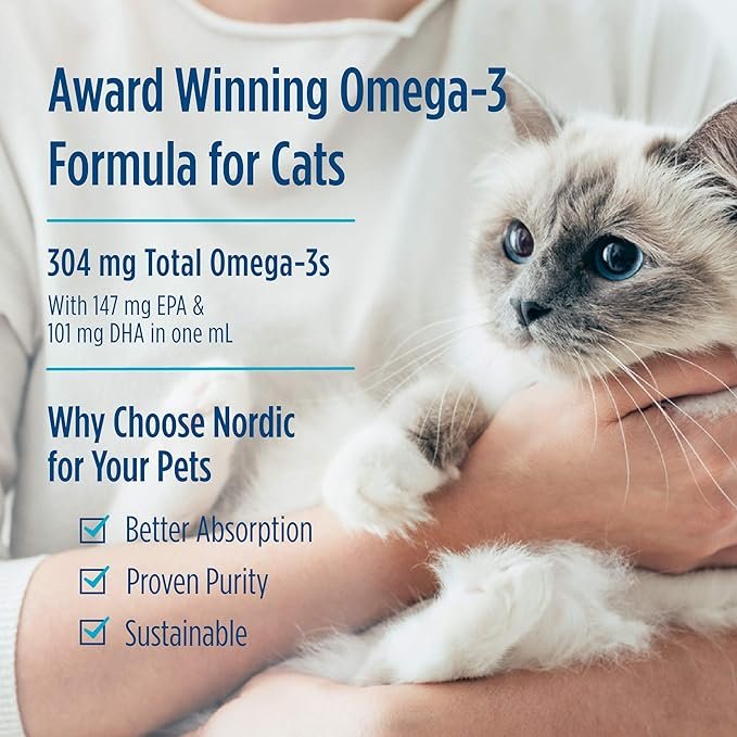 2 Nordic Naturals Omega-3 Cat, Unflavored - 2 oz - 304 mg Omega-3 Per One mL - Fish Oil for Cats with EPA & DHA - Promotes Heart, Skin, Coat, Joint, & Immune Health - Non-GMO