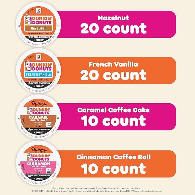 3 Assorted Dunkin' Coffee Blend Pack, 60 Keurig K-Cup Pods