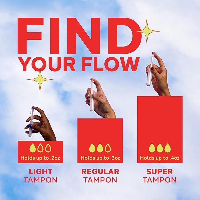 2 August Organic Cotton Tampons, 96 Light Tampons Made with Organic Cotton, Long Applicators, Non-Toxic Organic Tampons, Fragrance-Free, Chlorine-Free, and Hypoallergenic (6 Boxes of 16/12 Boxes of 8)