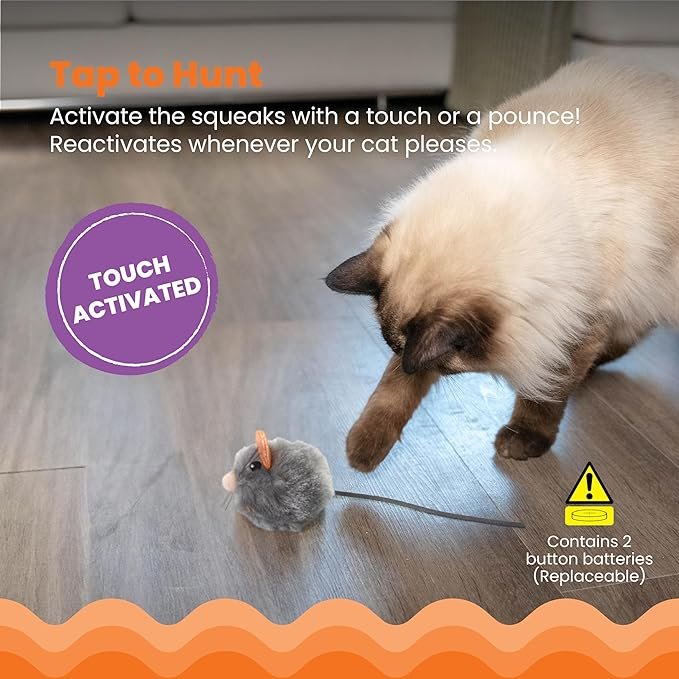 1 Catstages Squeak Squeak Mouse Plush Catnip Cat Toy, Grey