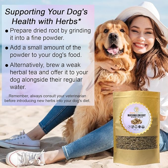 4 Cure wid Pure Organic Marshmallow Root Herb 4 Oz – Cut & Sifted Marshmallow Root Tea in Eco-Friendly Resealable Bag Versatile Choice for Herbal Tea, Marshmallow Root Powder, Tinctures & More