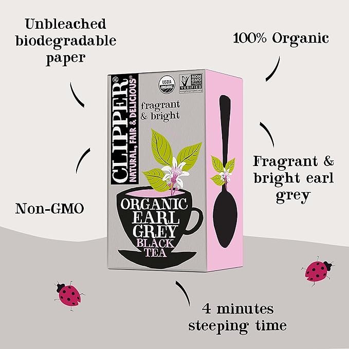 1 Clipper Tea Organic Earl Grey - USDA Organic, Non-GMO, Fair Trade, Sustainable Caffeinated Tea, 1 Pack, 20 Unbleached Tea Bags